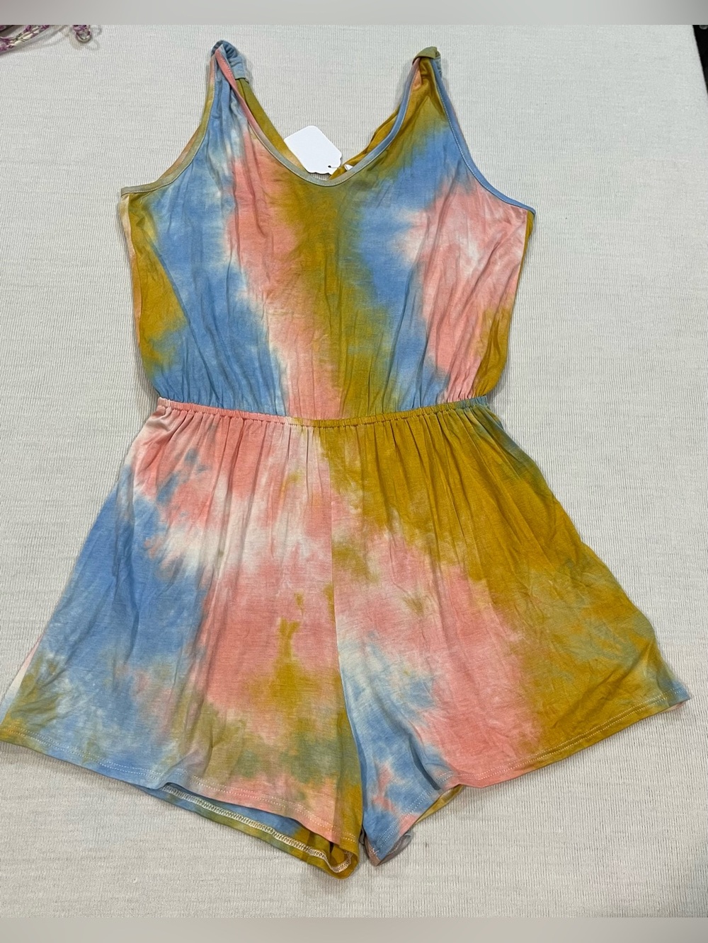 CY Fashion Ruthie Grace Fade Into Me Tie Dye Romper Pastel Multicolored Size Sma